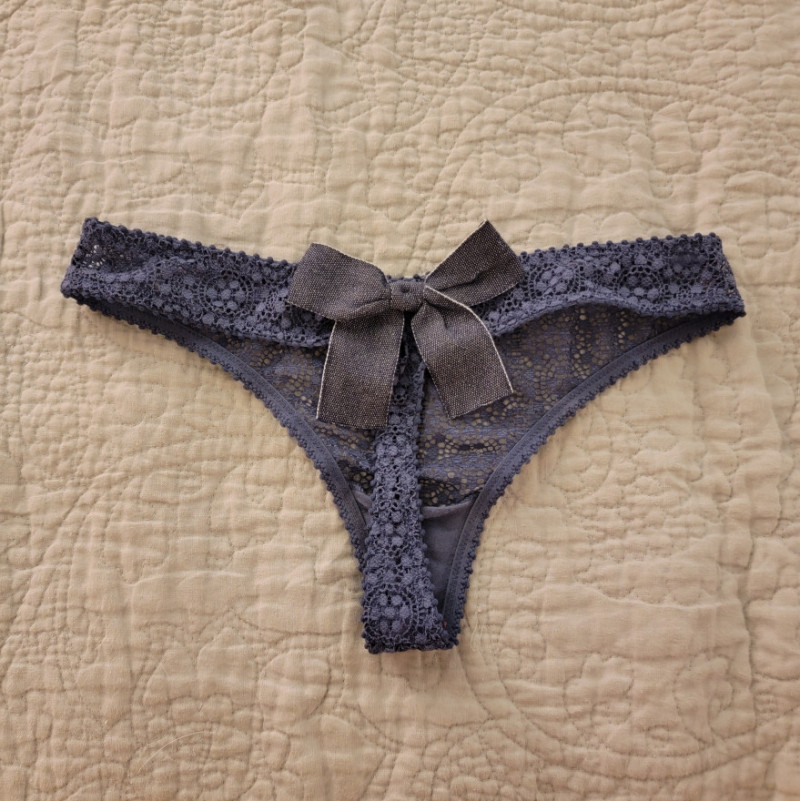 Blue Crochet Thong